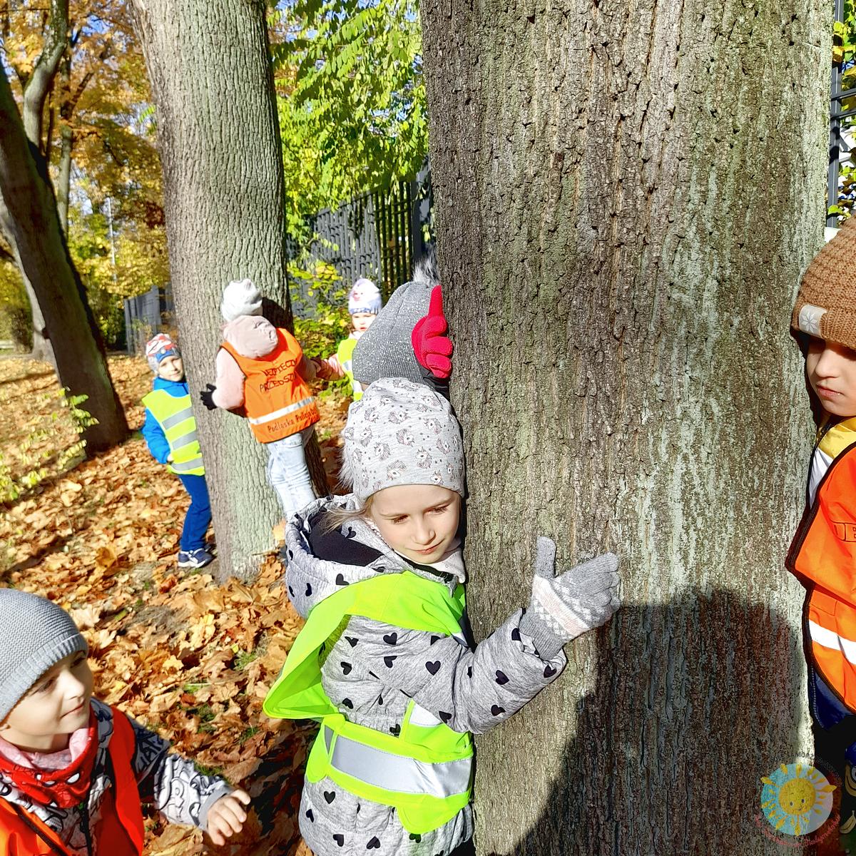 Dzieci przytulają drzewo - Przedszkole Samorządowe Nr 2 Pod Słonkiem w Białymstoku